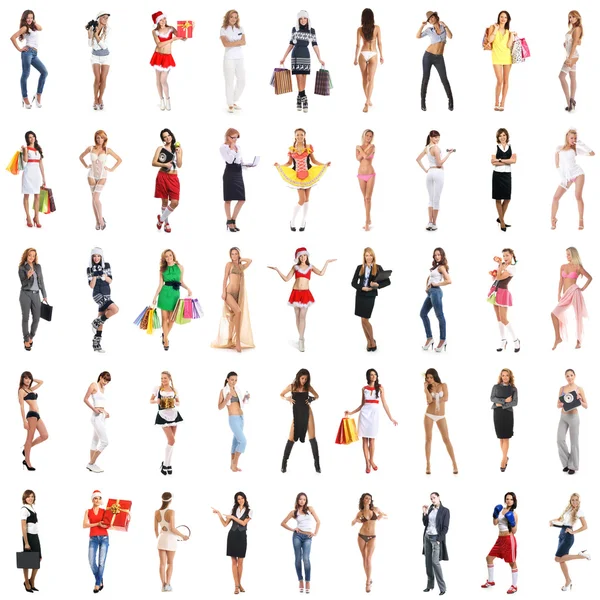 Mnoho různých dívka izolovaných na bílém — Stock fotografie