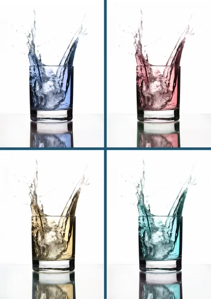 Mooie splash van ijs in het glas — Stockfoto