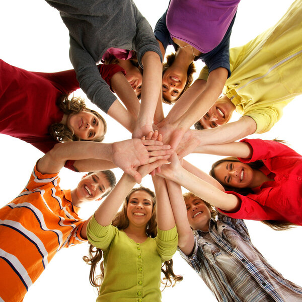 Teenagers isolated on white