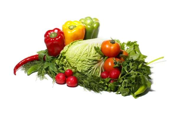 Fresh tasty vegetables isolated on white — Stock Photo, Image