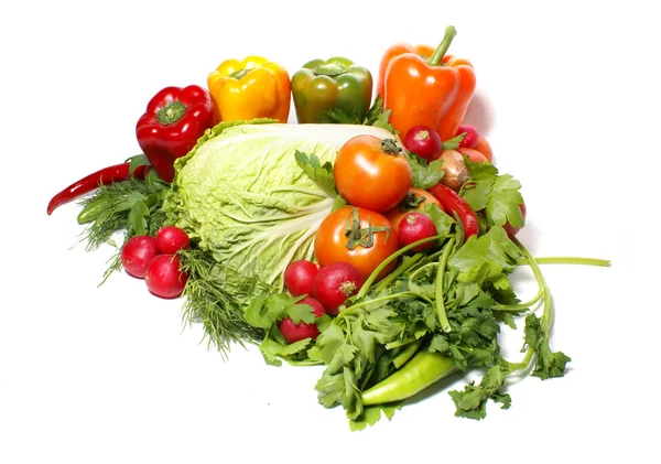 Verduras saborosas frescas isoladas em branco — Fotografia de Stock