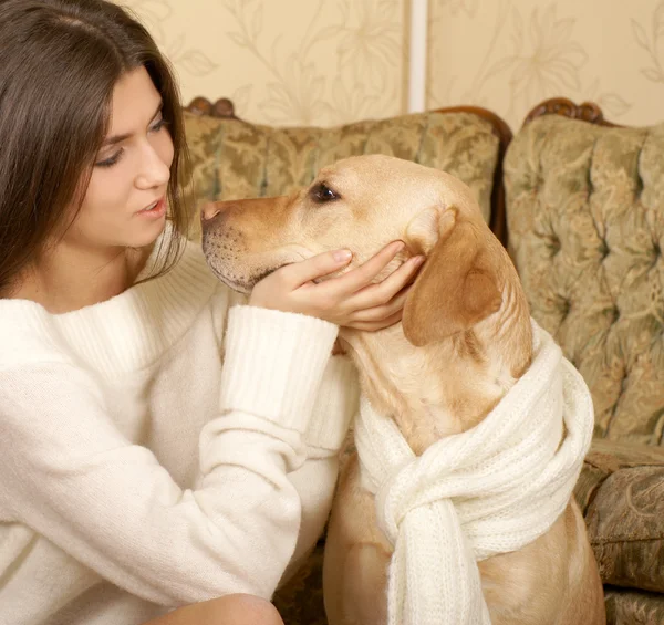 Woman with the dog — Stock Photo, Image