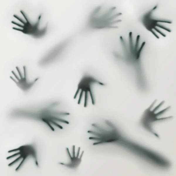 Frightening silhouette of many different hands — Stock Photo, Image