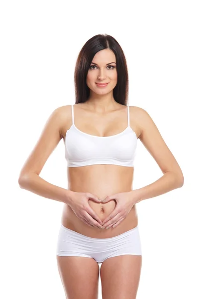 Young attractive pregnant woman with the beautiful belly — Stock Photo, Image