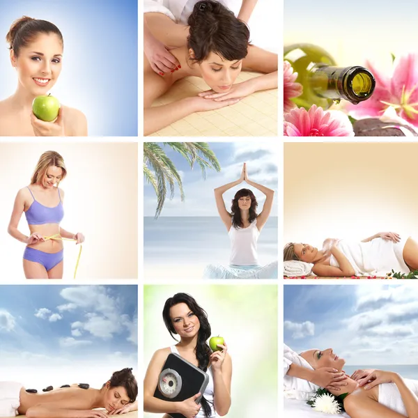 Hermoso spa y collage de salud hecho de muchos elementos —  Fotos de Stock