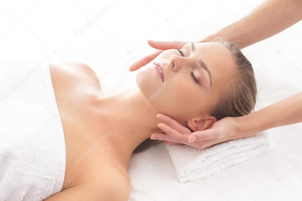 Young attractive girl in spa