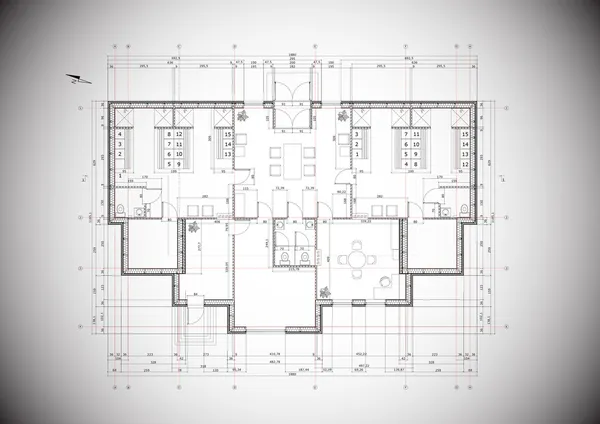 A grey vector detailed blueprint of a typical house construction — Stock Illustration A grey vector detailed blueprint of a typical house construction Stock Vector