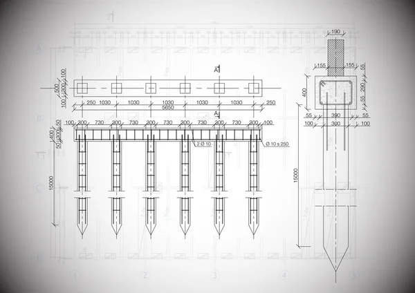 Un vecteur gris plan détaillé d'une construction de maison typique — Image vectorielle