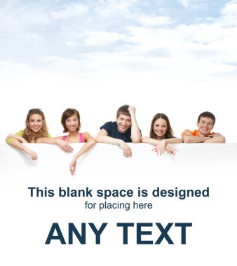 teenagers with blank billboard clipart