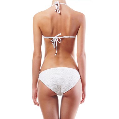 genç ve güzel bir kadın üzerinde beyaz izole gövdesi