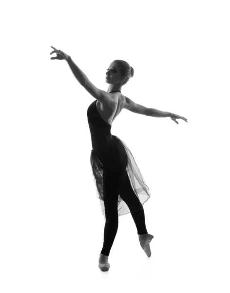 Black and white trace of young beautiful ballet dancer — Stock Photo, Image