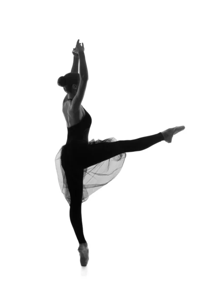 Huella en blanco y negro de la joven hermosa bailarina de ballet —  Fotos de Stock