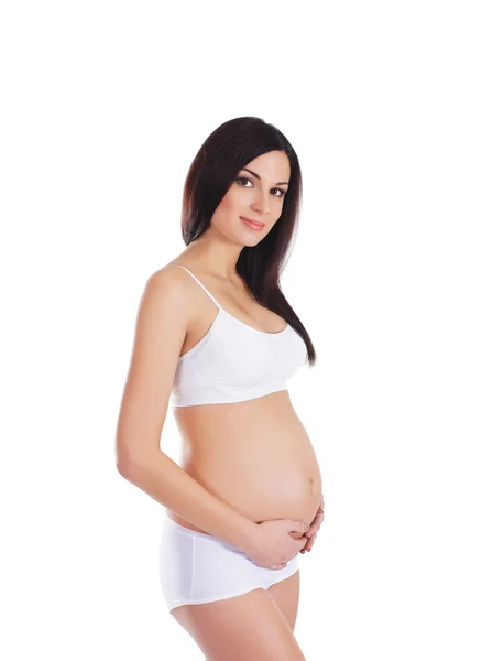 Young attractive pregnant woman with the beautiful belly — Stock Photo, Image