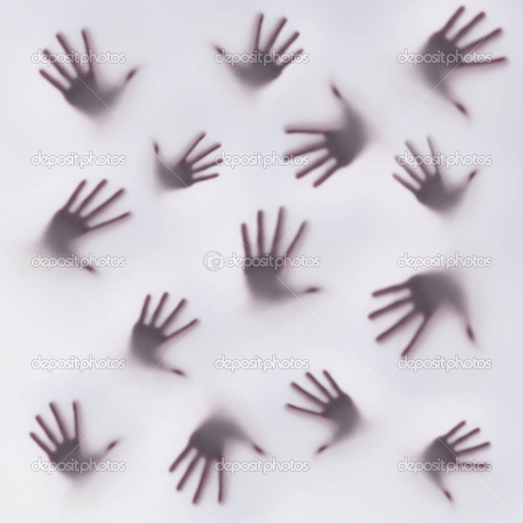 Frightening silhouette of many different hands