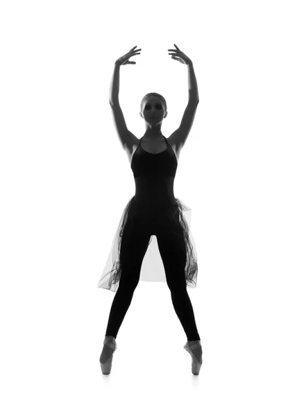 白の背景にドレスの若いバレエ ダンサー — ストック写真