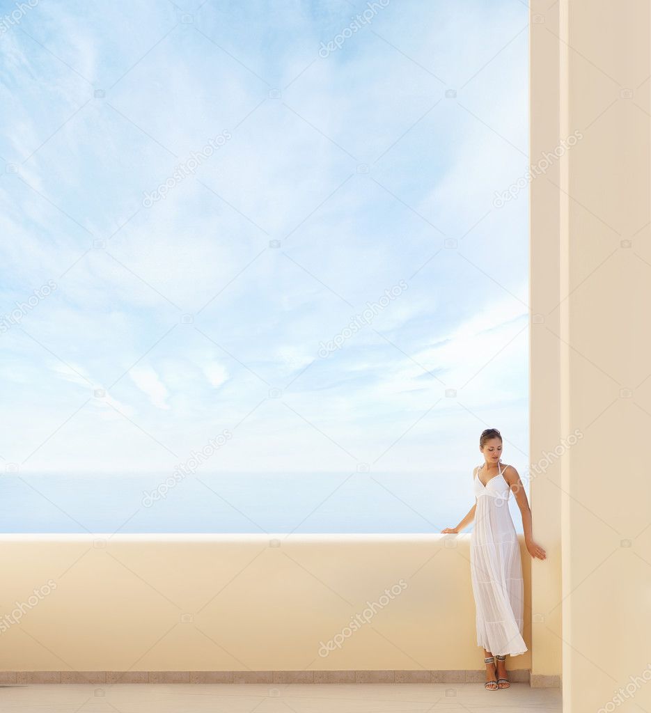 Young attractive woman chilling at the turist resort