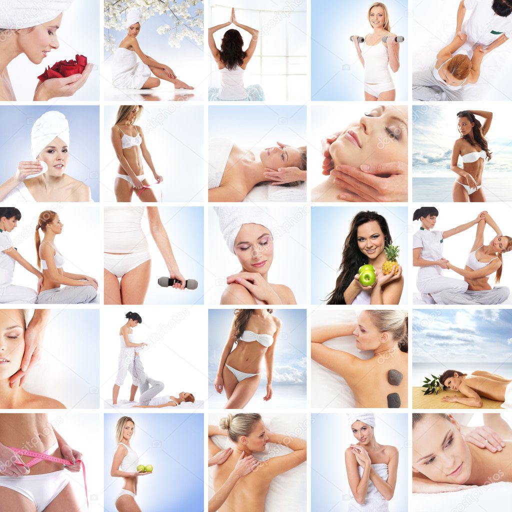A collage of images with lovely women and health