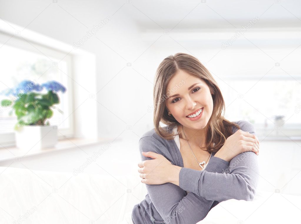 Young attractive girl in modern interior
