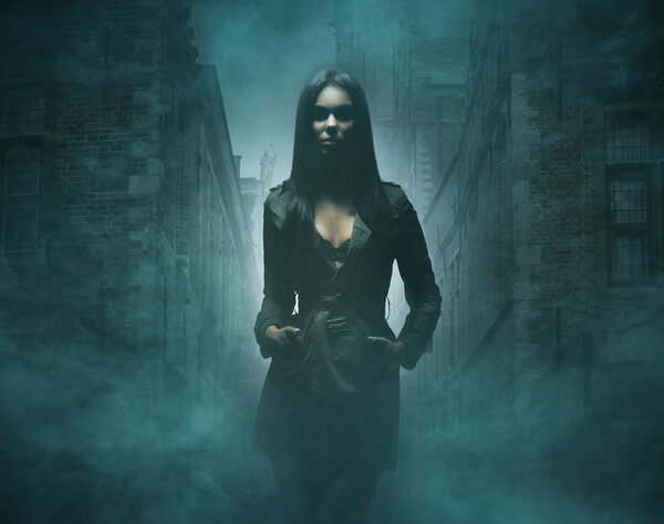 Fashion shoot of young and sexy brunette