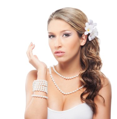 Genç sarışın gelin takı kadın portresi