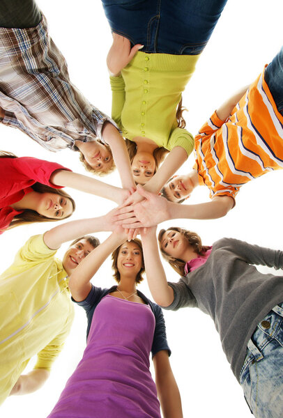 Young and happy teenagers hanging out together