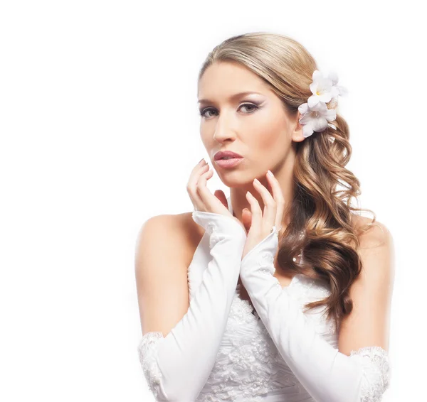 Portrait of a young and attractive blond bride woman — Stock Photo, Image