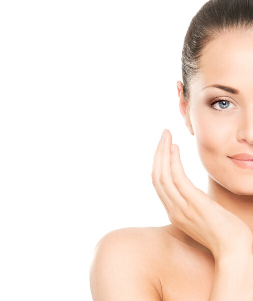 Beauty portrait of a young brunette woman in makeup