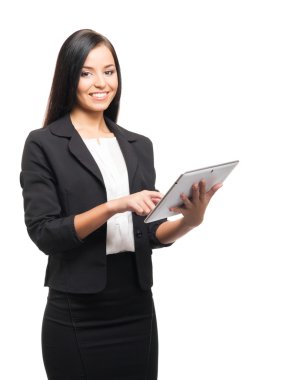 genç iş kadını ile bir tablet bilgisayar