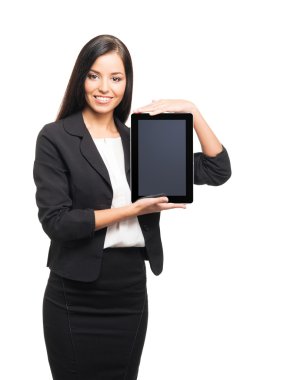 genç iş kadını ile bir tablet bilgisayar