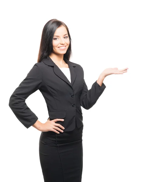 A young businesswoman in formal clothes on white — Stock Photo, Image