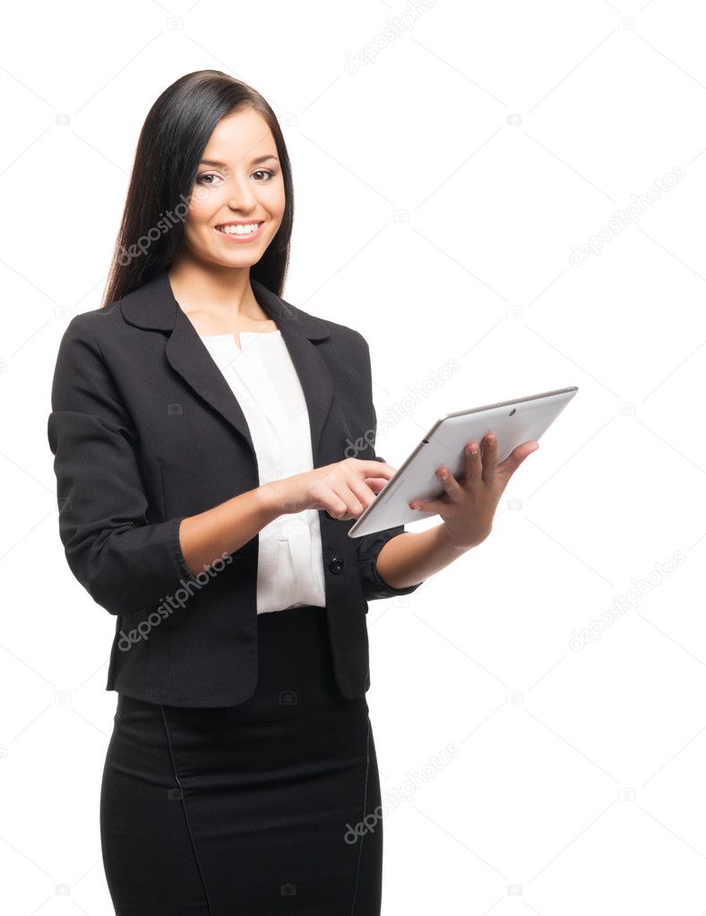 A young businesswoman with a tablet computer