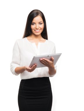 Tablet bilgisayarlı kadın