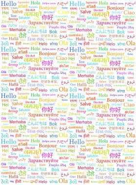 Hello word in different languages clipart