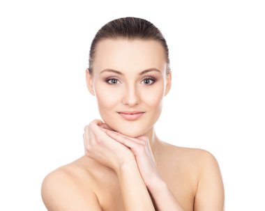 hafif makyaj genç ve çıplak bir kadın portresi