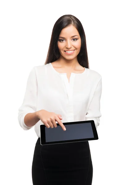 Mujer de negocios con computadora — Foto de Stock