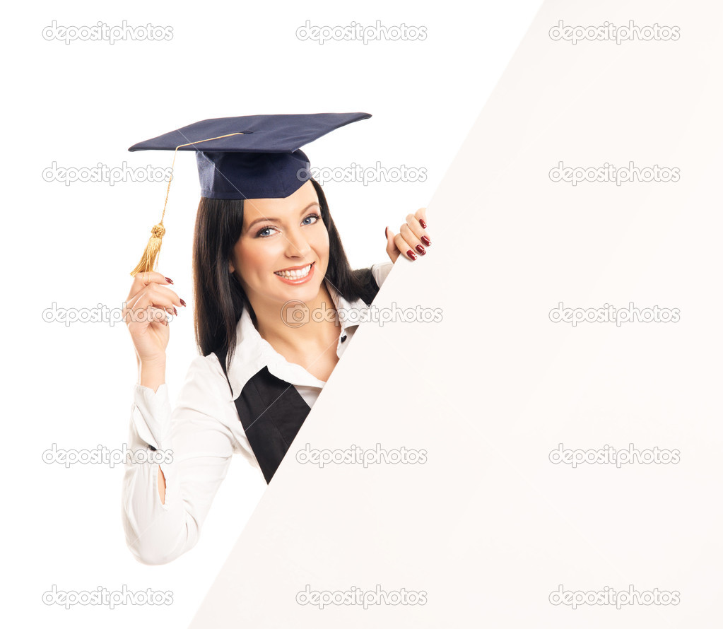 A young graduate woman posing in business style