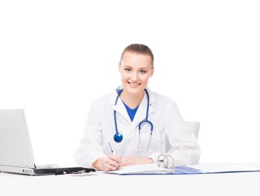 Ofiste çalışan kadın doktor.