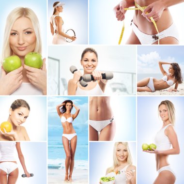 sağlıklı beslenme, spor, vejetaryen yemek ve güzel vücudu kavramı