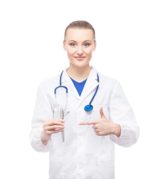 Young, professional and cheerful female doctor — Stock Photo, Image