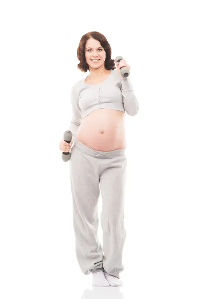 Femme enceinte jeune, en bonne santé et heureuse — Photo