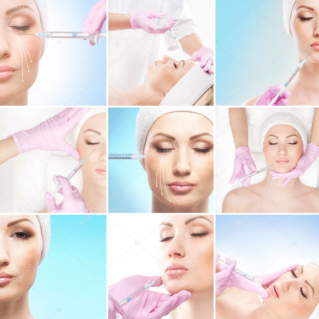 Collage of some different images with the botox injections