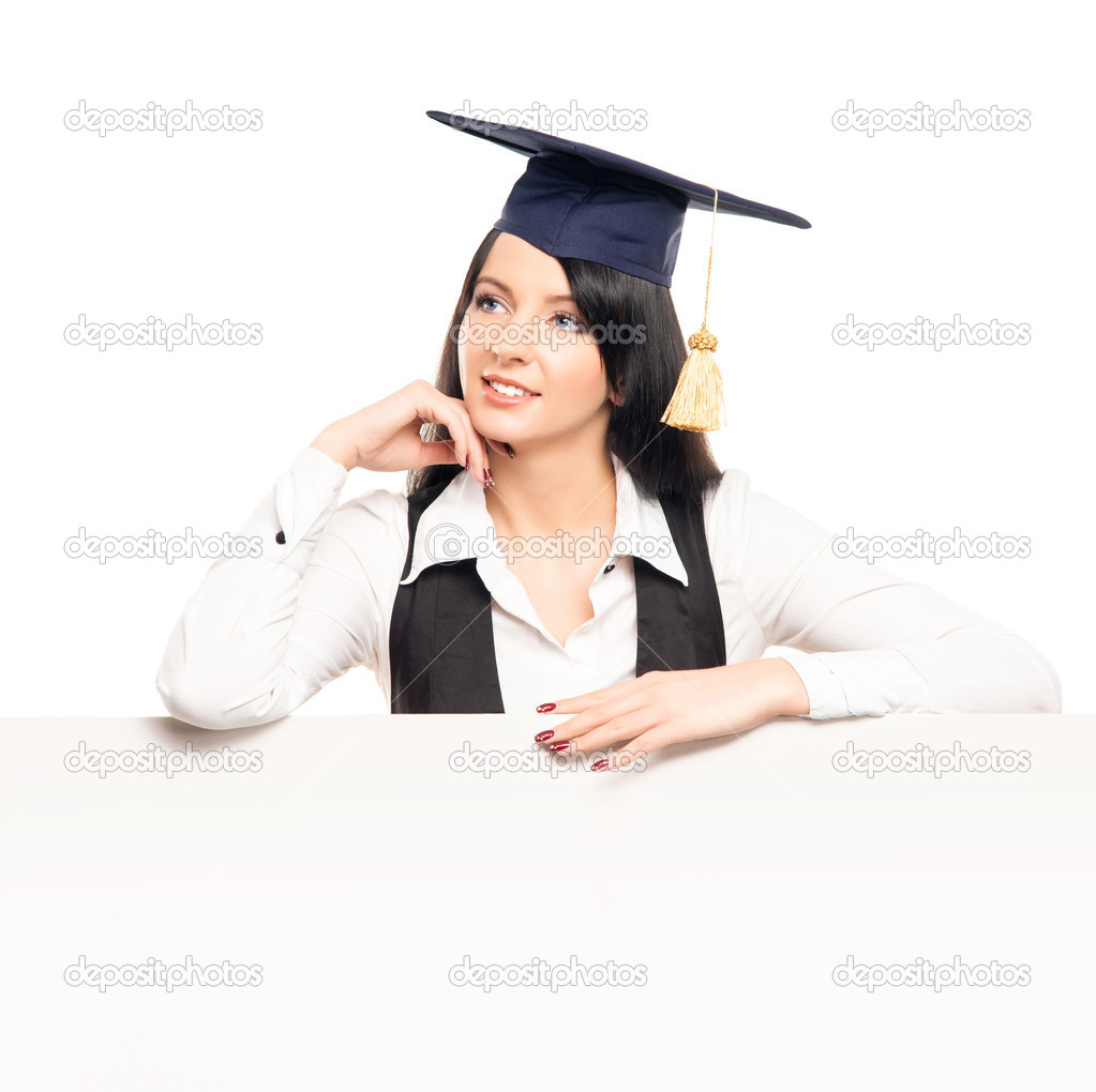 Young, beautiful and happy graduate girl