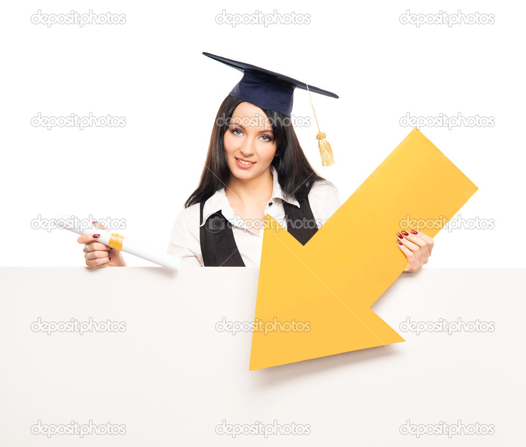 Young, beautiful and happy graduate girl