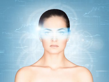 kadının gözleri üzerine hologram