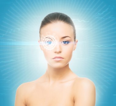 kadının gözleri üzerine hologram