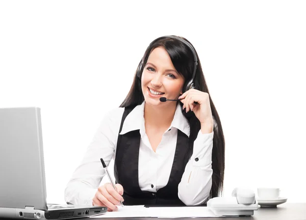 Operador de suporte em um call center — Fotografia de Stock