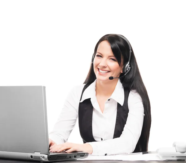 Operador de suporte em um call center — Fotografia de Stock