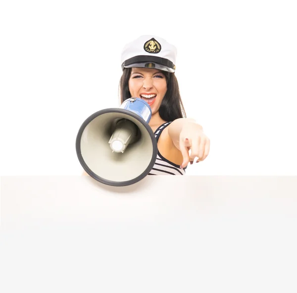 Sailor girl on white background — Stock Photo, Image