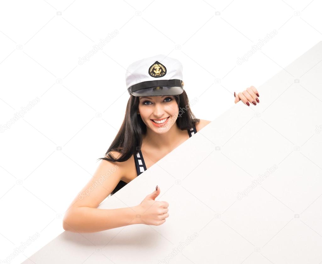 Sailor girl on white background