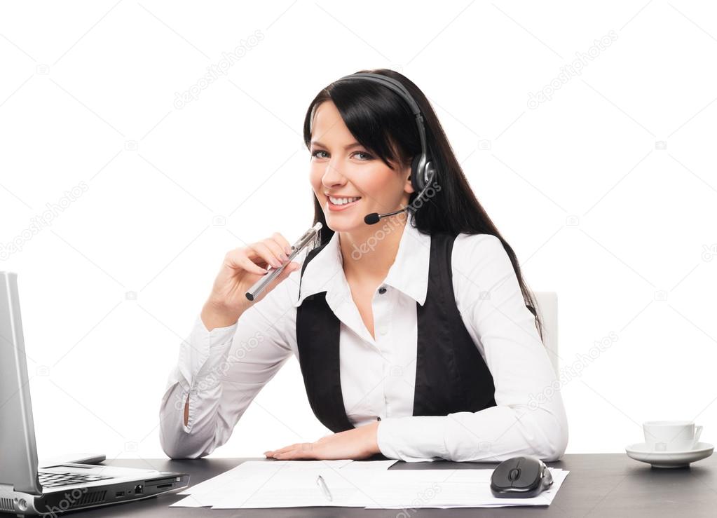 Business woman with an electronic cigarette